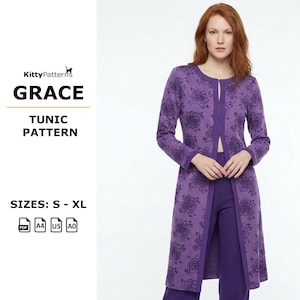 Grace Tunic Sewing Pattern: Women's Long Tunic (PDF)