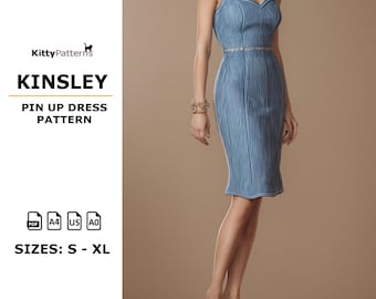 Kinsley Pin Up Dress Sewing Pattern: 50s Retro Style (PDF)