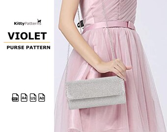 VIOLET Glitter Purse Sewing Pattern: Women's Clutch Bag (PDF)