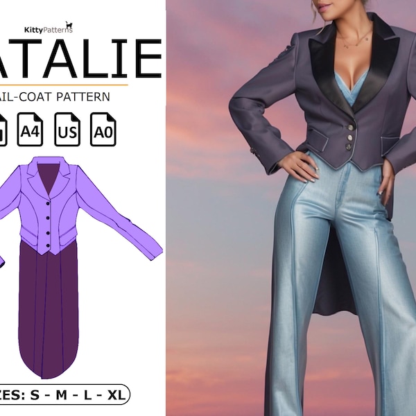 NATALIE - modèle de frac [S, M, L, XL] - modèle de cosplay Pdf - modèles de manteau pour femme - modèle de costume