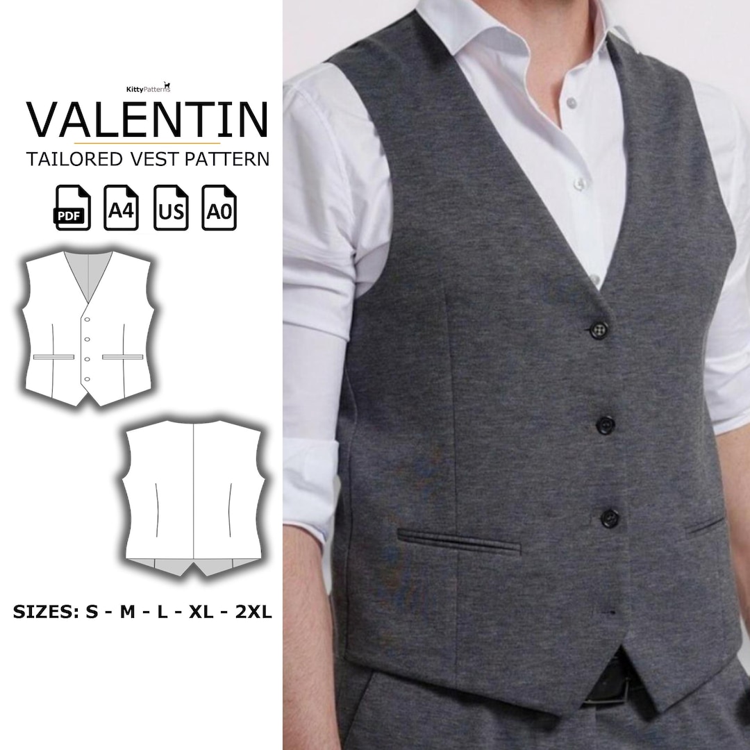 Men's Tailored Vest Sewing Pattern: Classic Waistcoat (PDF Pattern) - Etsy