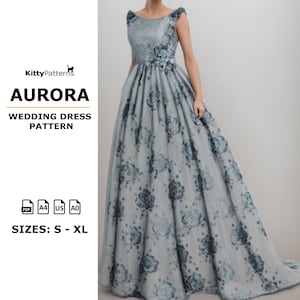 AURORA - ウェディングドレスの型紙 PDF - S、M、L、XL - ブライダルドレスの型紙 - ウェディングドレスの型紙 - 女性用裁縫パターン