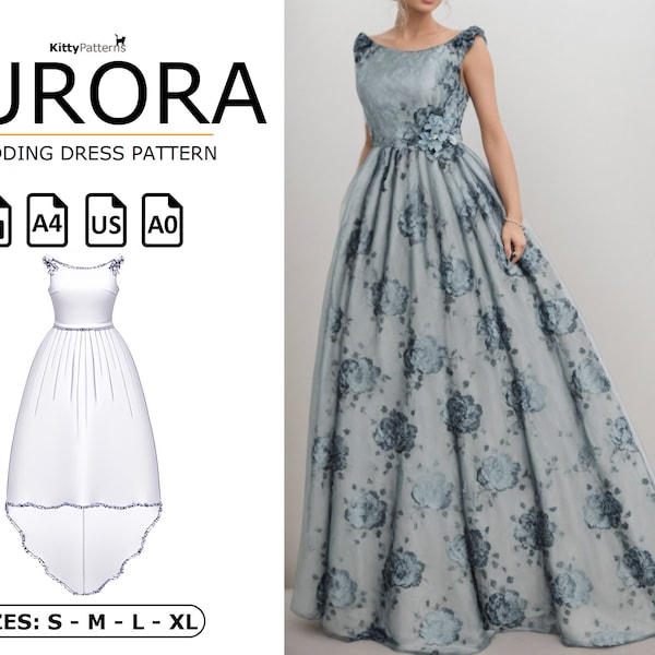 AURORA - Wedding Dress Pattern PDF - S,M,L,XL - Bridal Dress Pattern - Wedding Gown Pattern - Sewing Patterns for Women