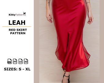 Red Midi Skirt Sewing Pattern – Elegant Women's Skirt (PDF)