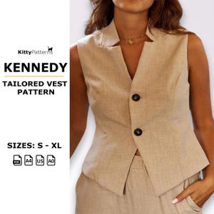 KENNEDY - Tailored Vest Pattern PDF - [S,M,L,XL,2XL] - Womens Vest Patterns - Girls Vest Pattern - Pdf Sewing Pattern