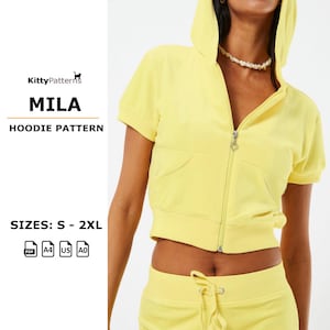 MILA - Hoodie Sewing Pattern - [S,M,L,XL,2XL] - PDF Sewing Patterns - Women Hoodie Patterns - Top Pattern Sewing