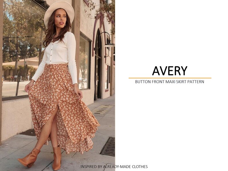 AVERY Button Skirt Pattern SMLXL PDF Sewing Pattern - Etsy