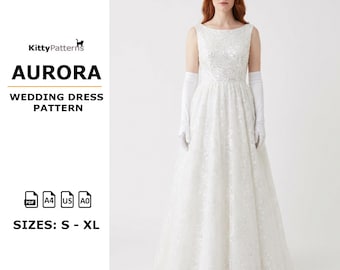 AURORA Wedding Dress Sewing Pattern: S-XL (PDF)