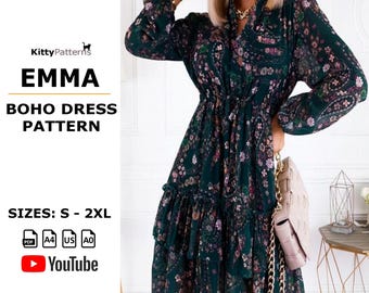 EMMA Boho Dress Sewing Pattern (PDF)