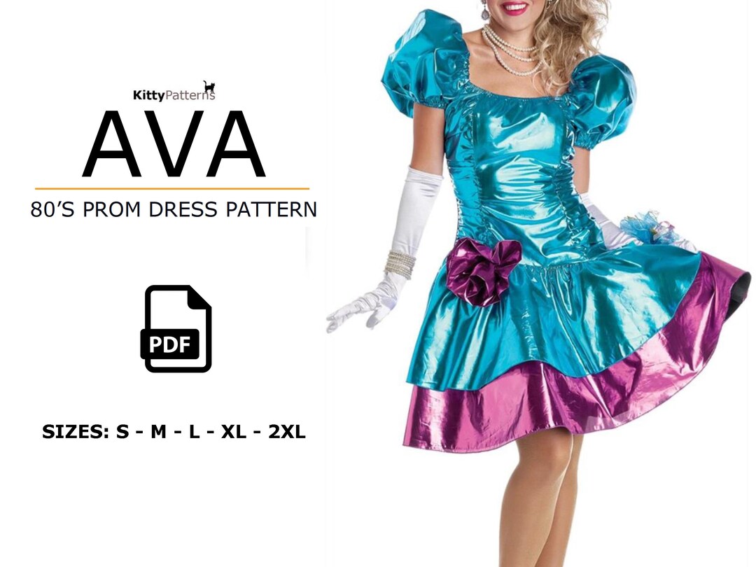 AVA 80s Prom Dress Pattern SMLXL2XL Dress PDF Etsy