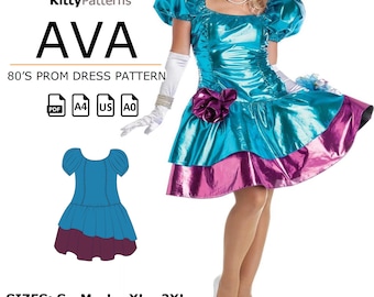 80s Prom Dress Sewing Pattern: Vintage Inspired Party Gown (PDF Pattern)