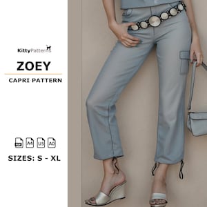 ZOEY - Capri Sewing Pattern - [S,M,L,XL] - Capri Pants Pattern - Cute Pants Pattern - Capris Pdf - Trouser Pattern