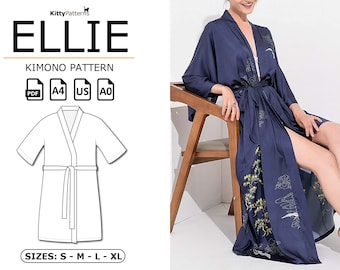ELLIE 着物縫製パターン：レディースドレス、サイズ S～XL（PDFパターン）