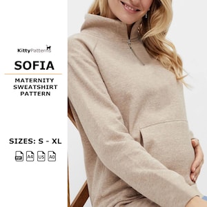 Sofia Maternity Sweatshirt Sewing Pattern: Kangaroo Pocket (PDF)