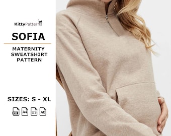 Sofia Maternity Sweatshirt Sewing Pattern: Kangaroo Pocket (PDF)