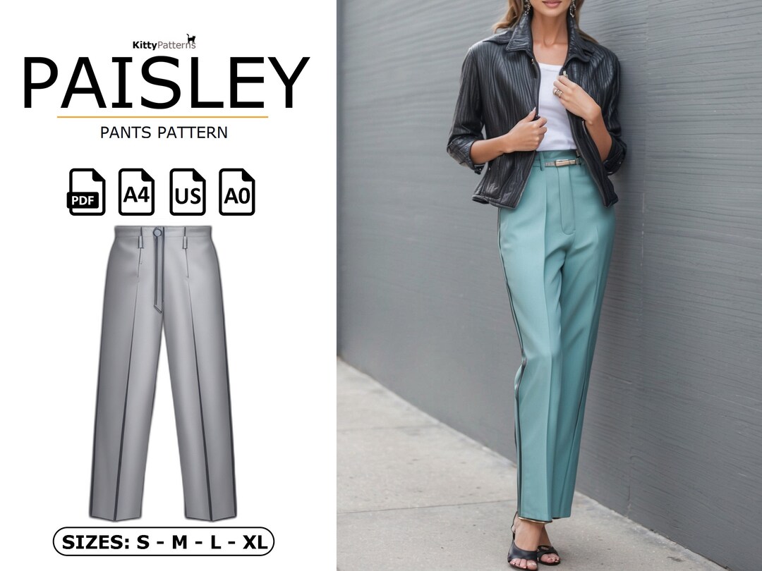 パンツ EXAMPLE PAISLEY PATTERN NYLON PANTS PAISLEY - Trouser Pattern Pdf [S,M,L,XL] - Womens Pants