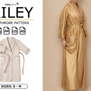 RILEY - Bathrobe Pattern [S,M] - Womens Robe Pattern - Pattern Bathrobe Pdf - Raglan Sleeve Pattern