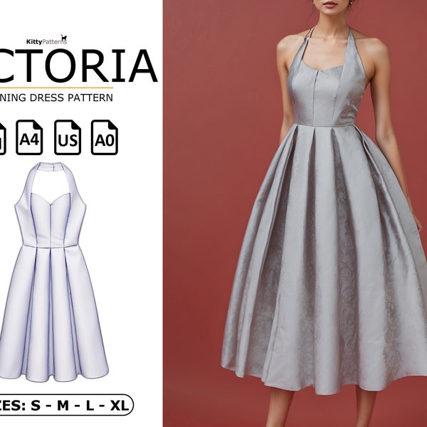 VICTORIA - Evening Dress Pattern PDF - [S,M,L,XL] - Evening Gown Sewing Pattern - Ladies Dress Pattern - Evening Wear Pattern