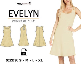 EVELYN Cotton Sundress Pattern: Women's Summer Dress (PDF)