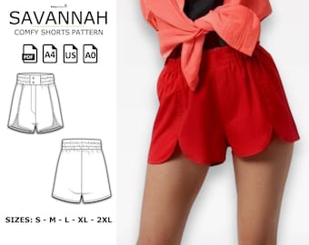 Savannah Comfy Shorts Sewing Pattern: Women's Sizes S-2XL (PDF Pattern)