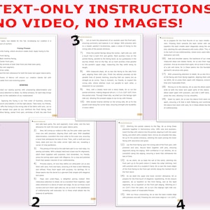 May include: A set of five pages with text-only instructions for sewing a garment. The pages are numbered 1 through 5. The text includes instructions for sewing the front facing, side seams, and pocket placement.