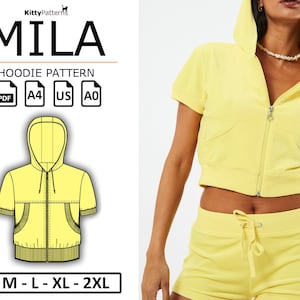 MILA - Hoodie Sewing Pattern - [S,M,L,XL,2XL] - PDF Sewing Patterns - Women Hoodie Patterns - Top Pattern Sewing