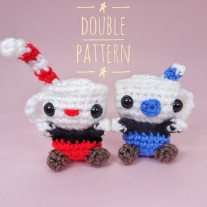 Cuphead and Mugman amigurumi -crochet PDF pattern