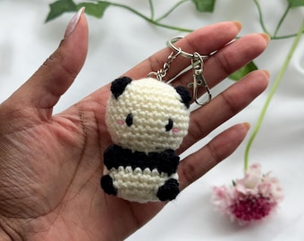 Porte-clé panda en crochet fait main