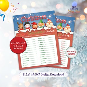 Christmas Word Scramble, Holiday Word Scramble, Christmas Game, Printable Activity, Instant Download Family Games for Christmas, Printable