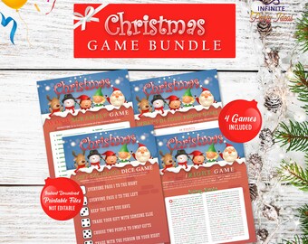 Christmas Party Games Bundle, Printable Holiday Games, Holiday Party Games, 4 Christmas Games Bundle, Family Christmas Games, Holiday Party