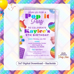 Pop It Birthday Invitation, Birthday Party Invitation, Pop It Birthday Card, Pop It Party Birthday, Editable Invitation, Birthday Party