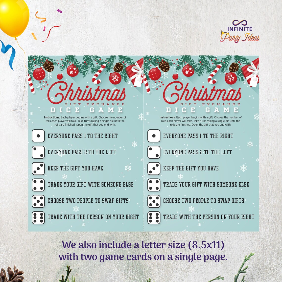 Christmas Gift Exchange Dice Game Card, Christmas Game Printable, Gift ...