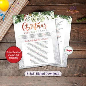 Left Right Christmas Game, Pass the Gift Game, Christmas Story Left Right Game, Gift Exchange Game, Christmas Gift Exchange Game, Printable