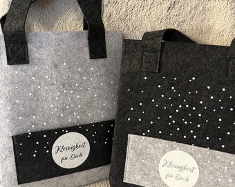 Filztasche • Kleinigkeit für Dich • Filztäschchen • Filztasche grau • Verpackung für Geschenk