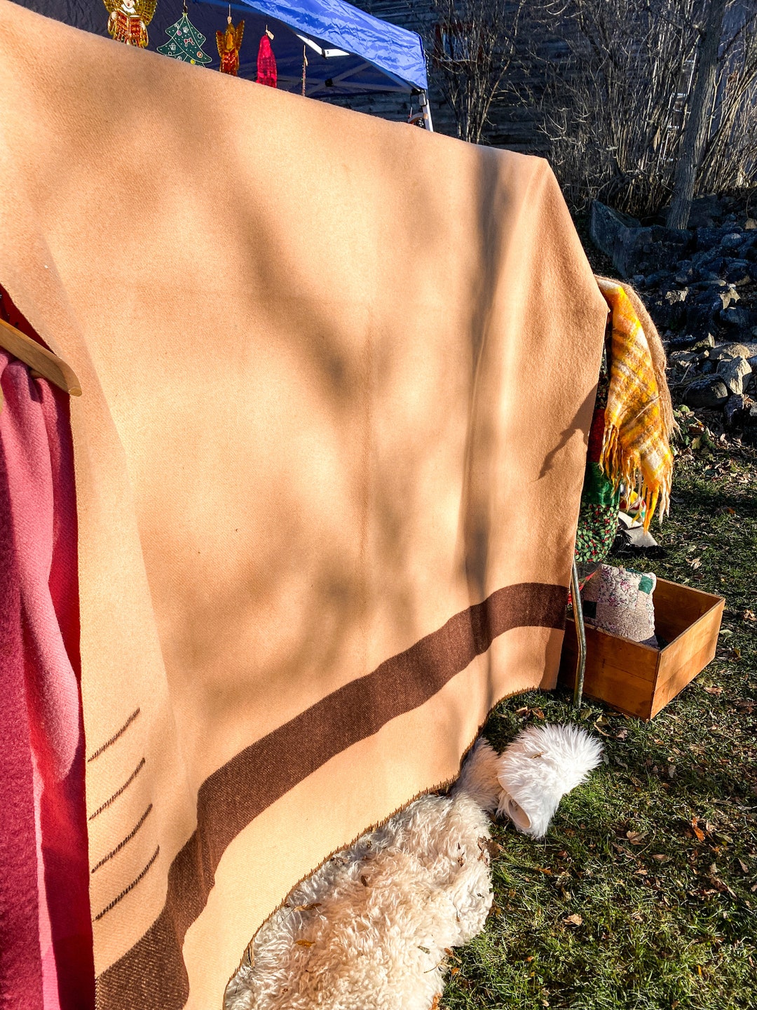 Camel Vintage Hudson Bay Company Point Blanket Made in England Made in