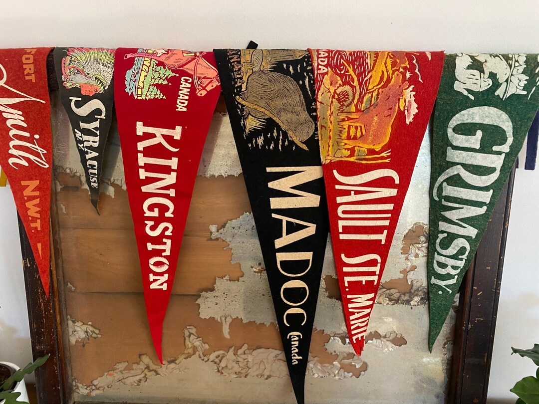 Vintage Pennant Flags Canadian Locations Felt Flags Vintages Flags
