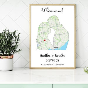 Where We Met Map, Where it all began map, Couple Map printable, the night we met, Gift for her him, Personalized Map, Print Anniversary Gift