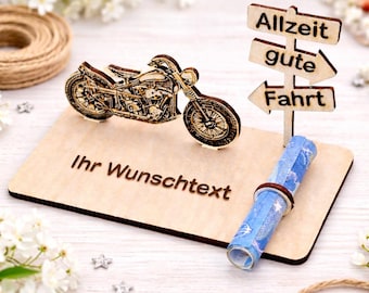 Regalo de dinero personalizado para motocicleta: regalo de licencia de conducir para cumpleaños número 18, scooter, ciclomotor, letrero de madera