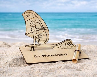 Regalo personalizado de wing foil: dinero para surfear olas, vale de cumpleaños, wing foil y kite surfer