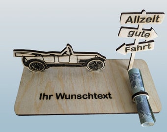 Regalo de coche personalizado: descapotable vintage para carnet de conducir, cumpleaños, compra de coche