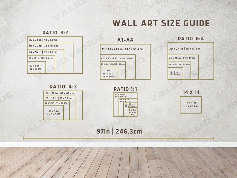 Wall Art Size Guide, Frame Size Guide, Print Size Guide, Wall Display