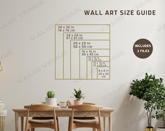 Könnte beinhalten: Wandkunst-Größenübersicht mit Abmessungen in Zoll und Zentimetern. Größen sind 30x30 Zoll (76x76 cm), 24x24 Zoll (61x61 cm), 20x20 Zoll (50x50 cm), 16x16 Zoll (40x40 cm), 12x12 Zoll (30x30 cm), 10x10 Zoll (25x25 cm) und 8x8 Zoll (20x20 cm). Enthält 2 Dateien.