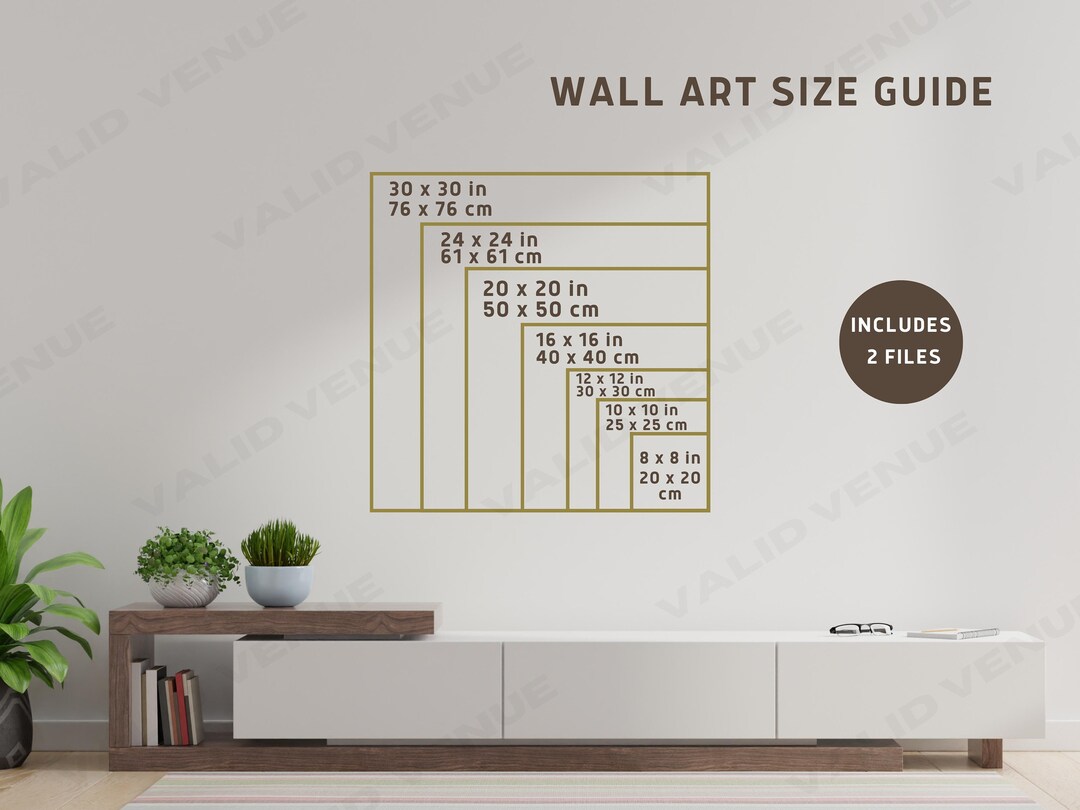 Square Wall Art Size Guide, Frame Size Guide, Print Size Guide, Wall