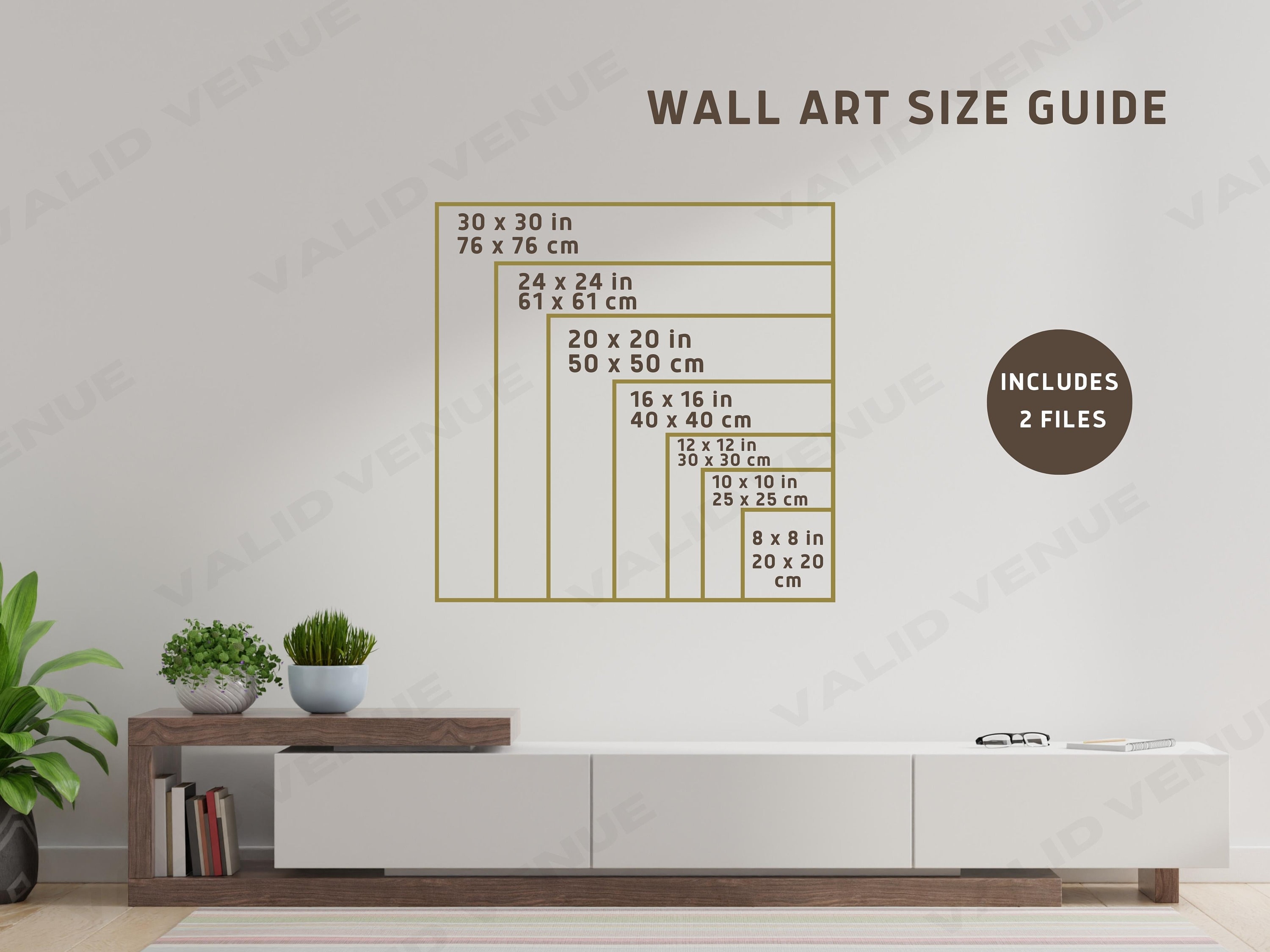 Square Wall Art Size Guide, Frame Size Guide, Print Size Guide, Wall