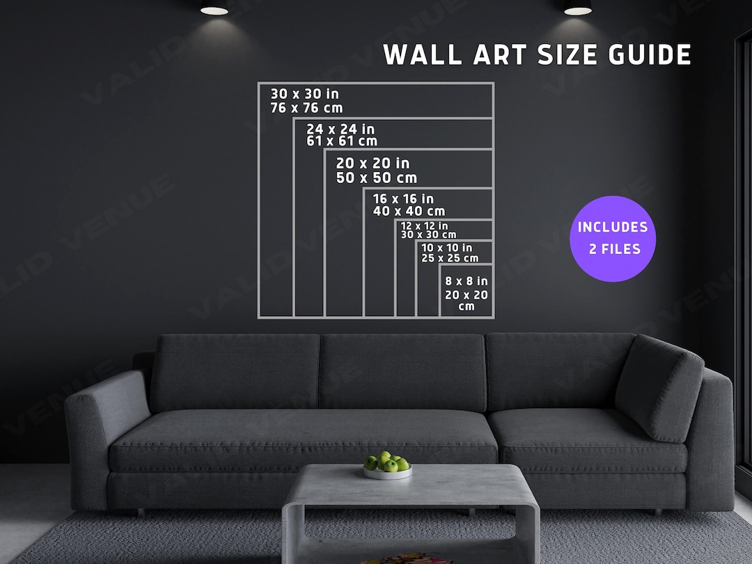 Square Wall Art Size Guide, Frame Size Guide, Print Size Guide, Wall