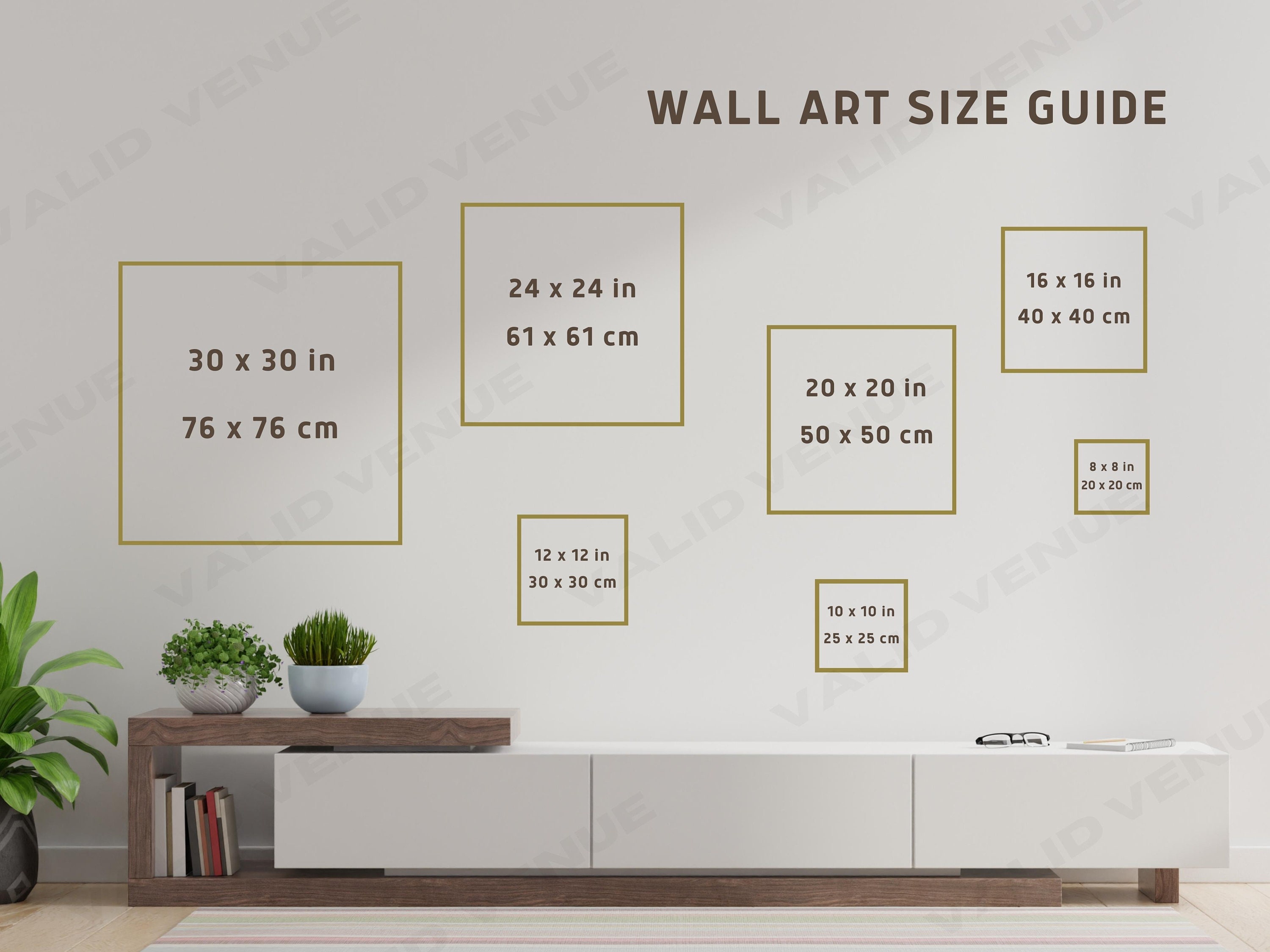 Square Wall Art Size Guide, Frame Size Guide, Print Size Guide