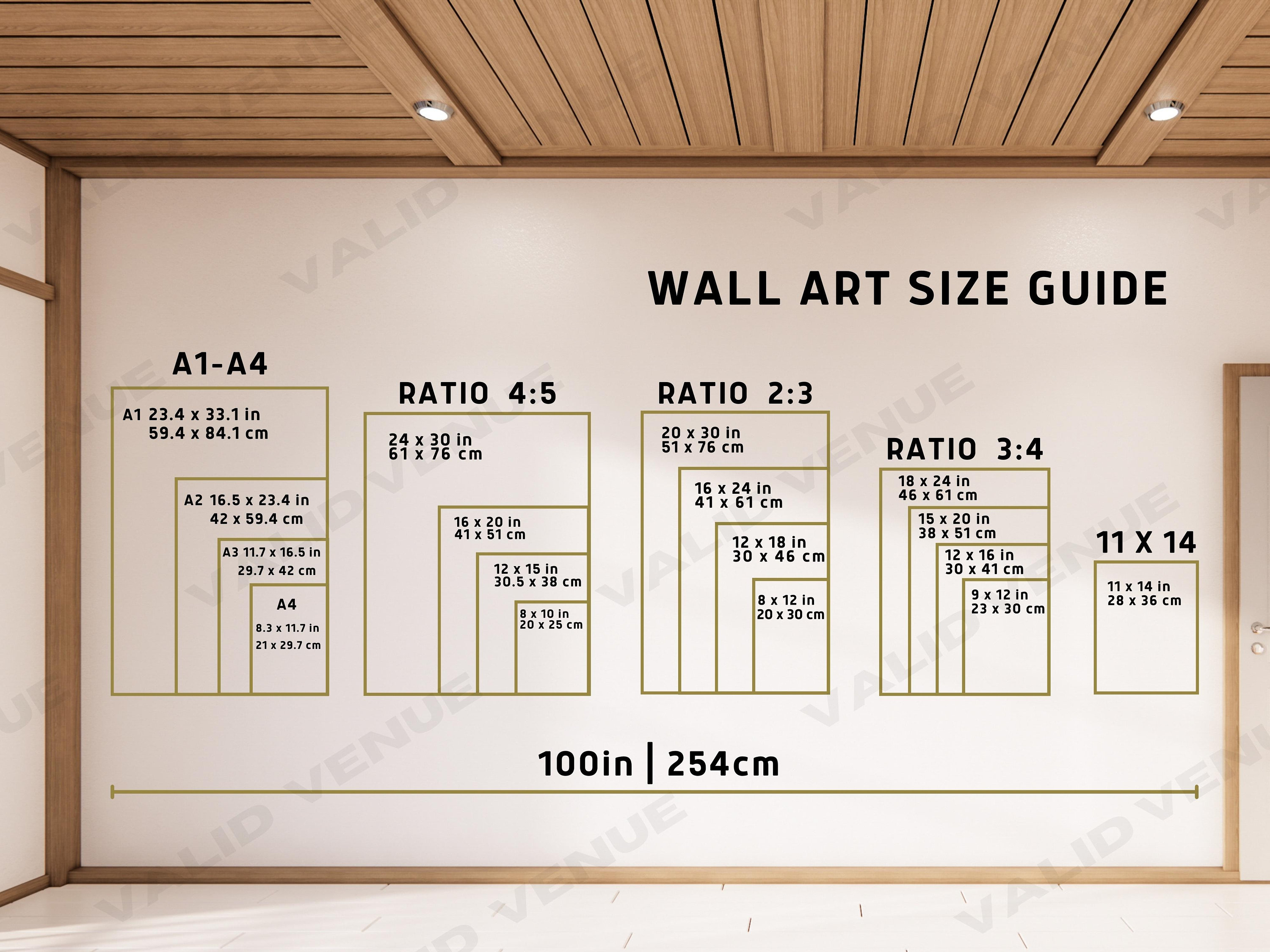 Wall Art Size Guide, Frame Size Guide, Print Size Guide, Wall Display