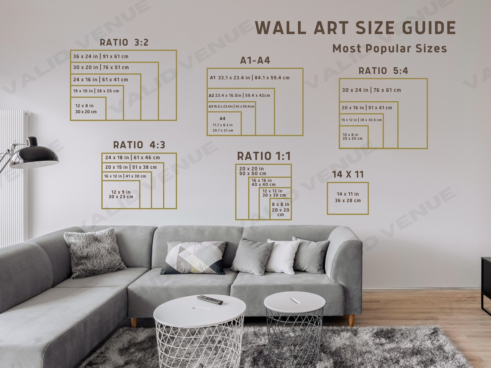 Wall Art Size Guide, Frame Size Guide, Print Size Guide, Wall Display ...