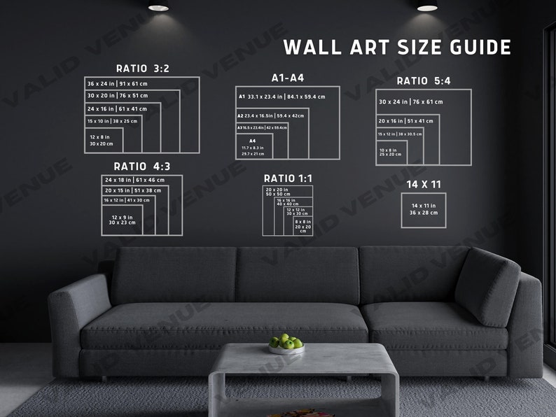Wall Art Size Guide, Frame Size Guide, Print Size Guide, Wall Display