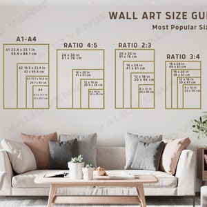 Wall Art Size Guide, Frame Size Guide, Print Size Guide, Wall Display Guide, Comparison Chart, Poster Size Chart, Size Guide Wall Art Living